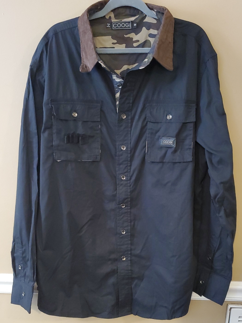 COOGI Australia Tactical Long Sleeve Button Up Utility Shirt In Black Size 3X - Picture 2 of 14